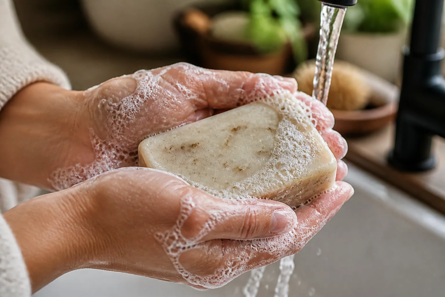 Eco-friendly natural bar soap with organic paper wrapping